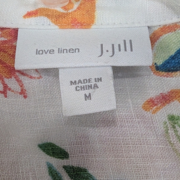 J. Jill Medium 100% Linen Sleeveless Tiered Button Down Shirt Floral - Picture 2 of 10